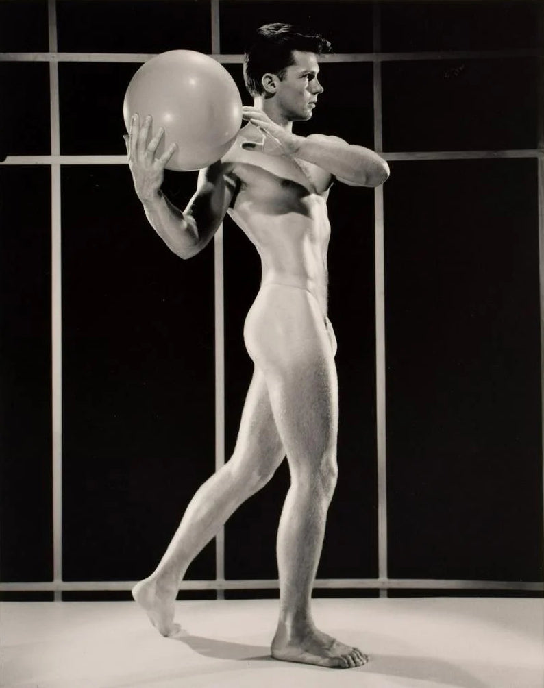 Bruce Bellas of LA Vintage Gay Interest Male Posing Ball - 17"x22" Fine Art Print - 1619