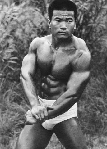 Tomatsu Yato Vintage Bodybuilder Japanese Male Abs Muscle - 17" x 22" Fine Art Print