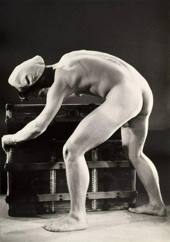 Bruce Bellas Vintage Gay Sailor Bent Over Trunk Homoerotic - 17" x 22" Art Print - 1648