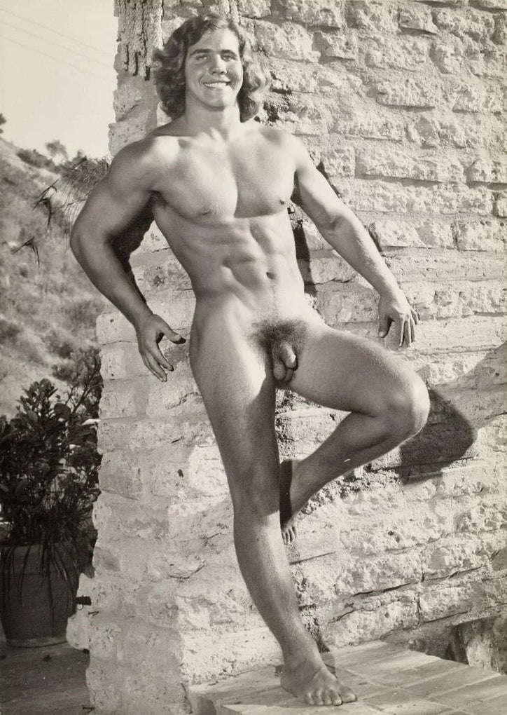 Bruce of LA Nude Blonde Guy Leaning Against Wall Gay - 17" x 22" Fine Art Print - 1658