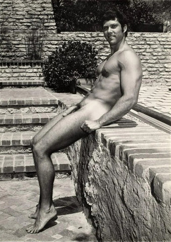 Bruce Bellas Nude Male Drew Burton Leaning Back on Brick Wall Gay - 17" x 22" Fine Art Print - 1675