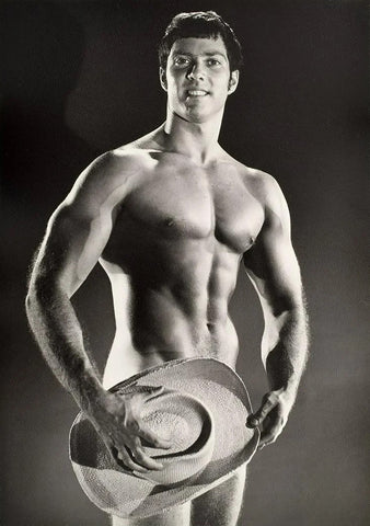 Bruce of LA Vintage Nude Drew Burton Muscular Male Cowboy Hat Gay - 17" x 22" Fine Art Print - 1688