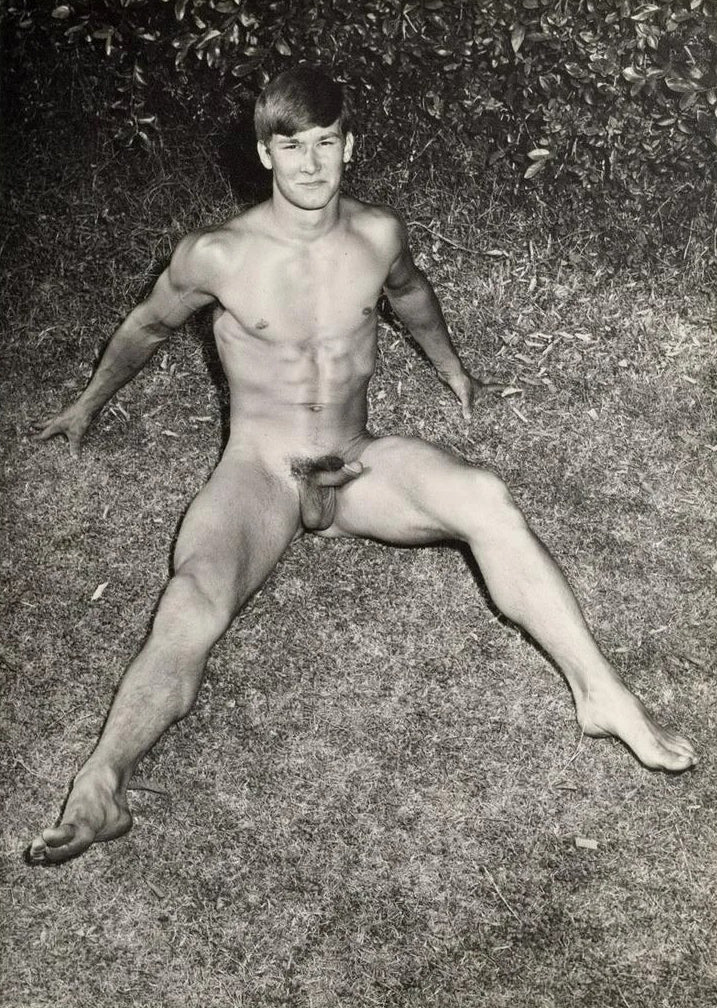 Bruce of Los Angeles Nude Male Sitting on Grass Erect - 17" x 22" Fine Art Print - 1705