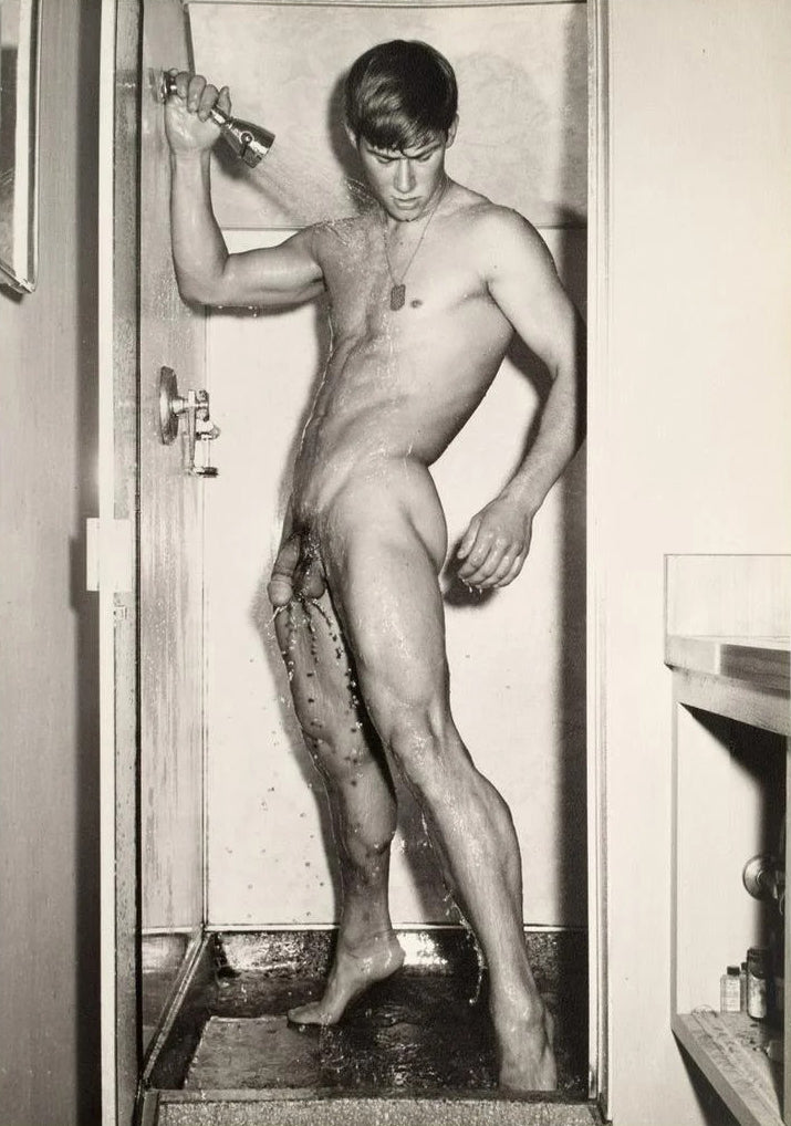 Bruce of Los Angeles Vintage Gay Interest Nude Male Shower - 17" x 22" Art Print - 1713