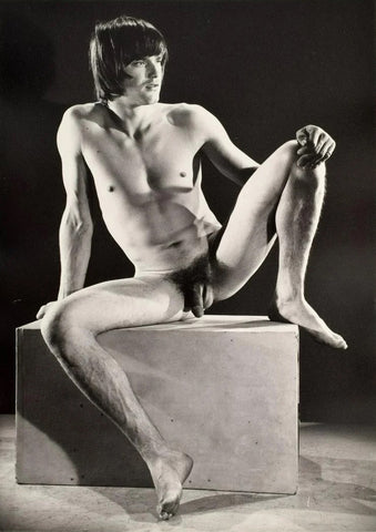 Bruce of LA Vintage Nude Guy Seated Leg Up Homoerotic - 17" x 22" Fine Art Print - 1753