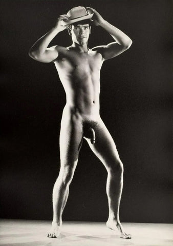 Bruce of LA Nude Male Standing Cowboy Hat Gay Interest - 17" x 22" Fine Art Print - 1763