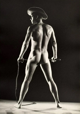 Bruce Bellas of LA - Vintage Kirk Bond Nude Cowboy Butt with Whip Gay - 17" x 22" Fine Art Print