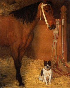 Edgar Degas - At the Stables, Horse and Dog (1861) Signed - 17"x22" Fine Art Print