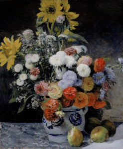 Pierre-Auguste Renoir - Mixed Flowers in Earthware Pot 1869 Signed - 17" x 22" Art Print