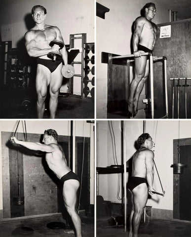 Bruce Bellas of LA Vintage Bodybuilder Workout Collage - 17" x 22" Fine Art Print - 1836