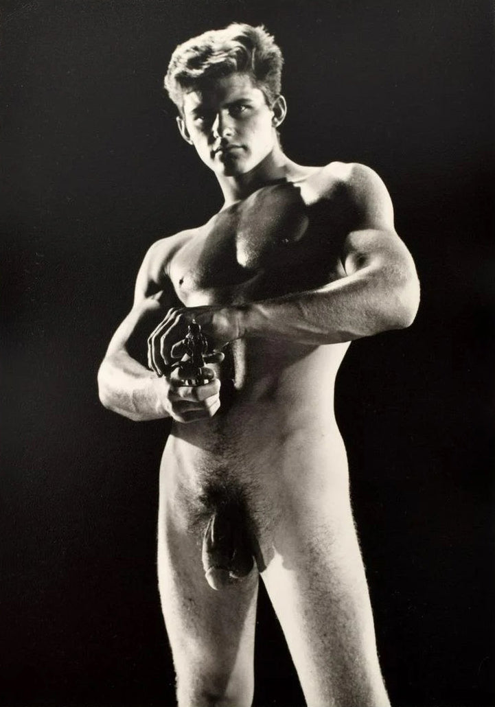 Bruce of Los Angeles Handsome Nude Male Aiming Gun Gay - 17" x 22" Fine Art Print - 1852