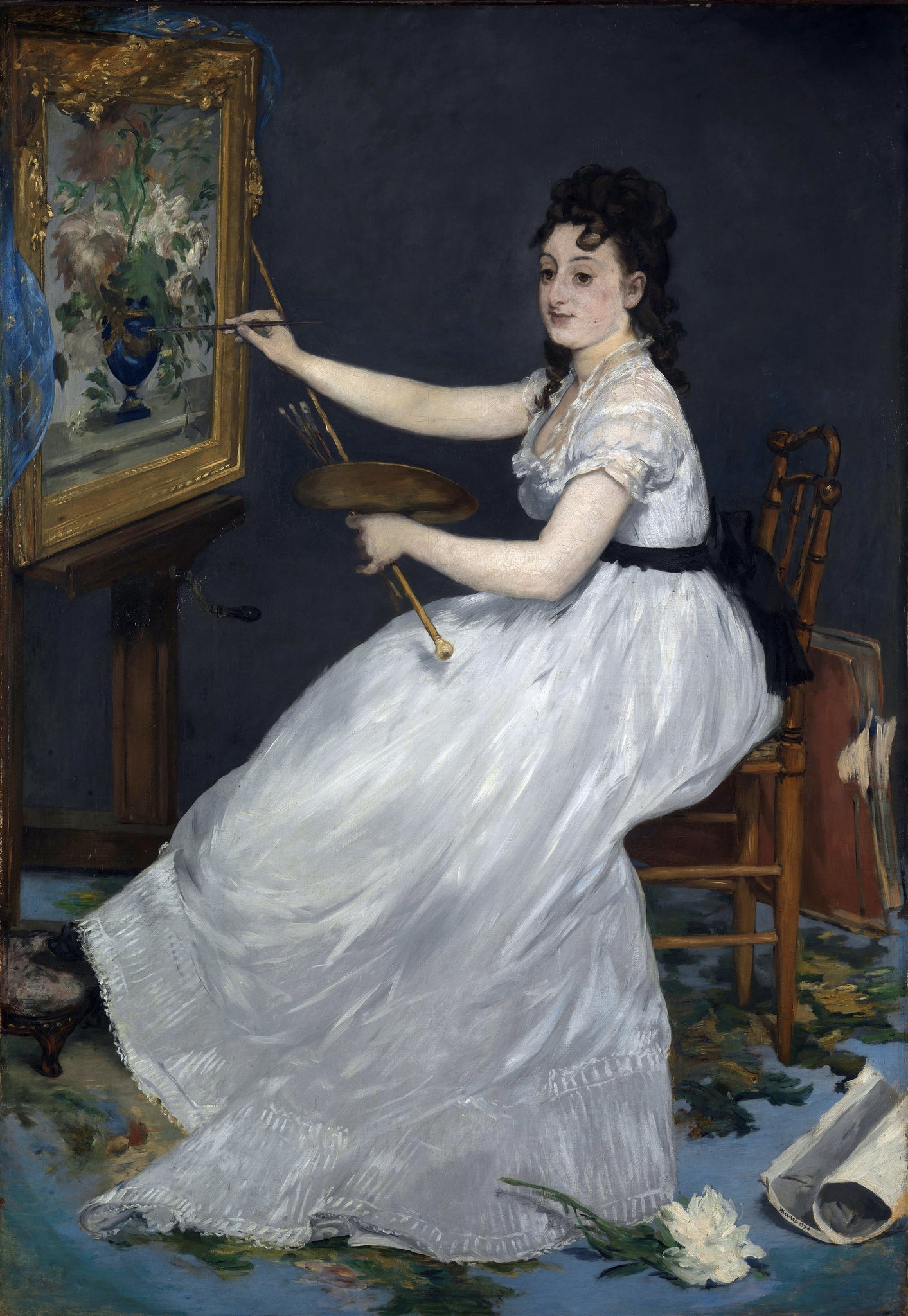 Edouard Manet - Portrait of Eva Gonzales (1870) Signed - 17" x 22" Fine Art Print