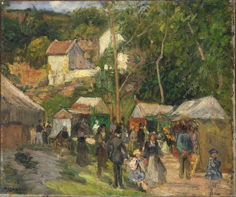 Camille Pissarro - Festival at the Hermitage 1876 Signed - 17"x22" Fine Art Print