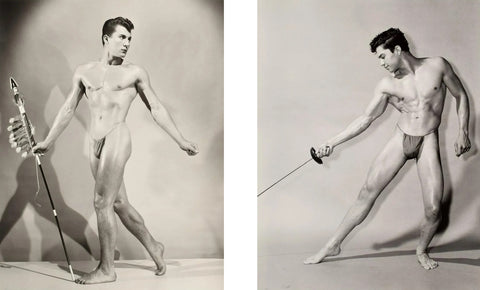 Bruce Bellas of LA Vintage Nude Males with Sword Gay - 17" x 22" Fine Art Print - 1898