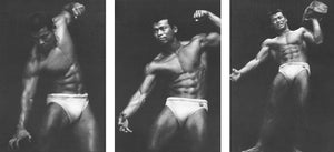 Tamotsu Yato Vintage Triptych Bodybuilder Japan Male - 17" x 22" Fine Art Print