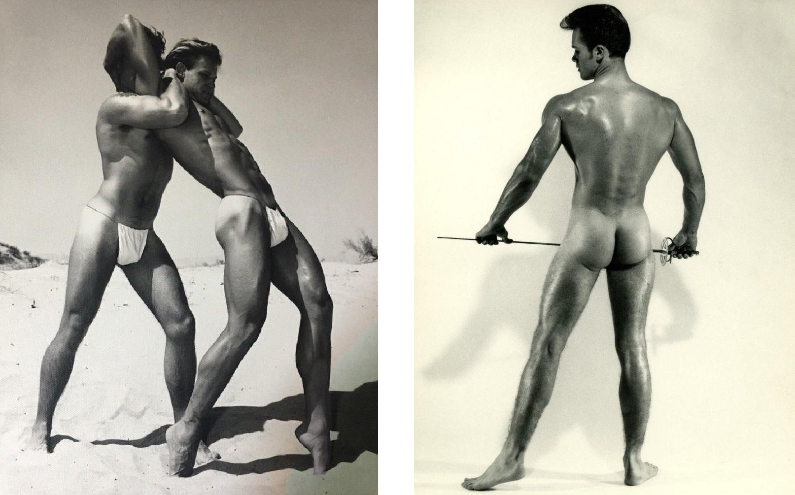 Bruce of LA Two Nude Males Wrestle & Butt Pose w/ Sword Gay - 17" x 22" Art Print - 2044