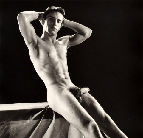 Bruce of Los Angeles Vintage Gay Interest Joe Dallesandro Nude Abs Semi Erection Flopped on Leg Homoerotic - 17" x 22" Art Print - 2063