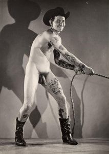Bruce of LA Vintage Homoerotic Nude Tattooed Cowboy 1960s Gay Interest - 17" x 22" Art Print - 2082