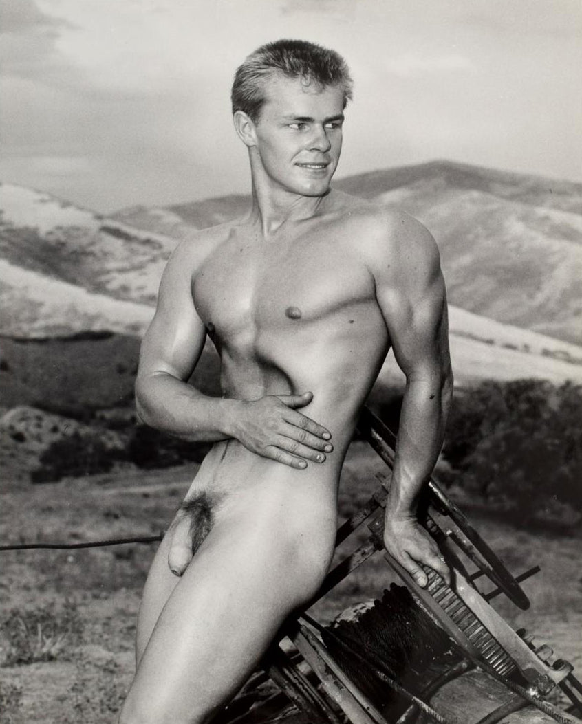 Bruce of LA Vintage Handsome Robert Kendall Nude Outside Moutains Background 1960s Homoerotic Gay Interest - 17" x 22" Art Print - 2090