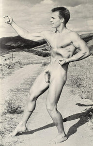 Bruce of LA Vintage Handsome Robert Kendall Nude Outside Martial Arts Pose 1960s Homoerotic Gay Interest - 17" x 22" Art Print - 2091