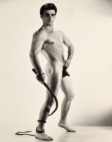 Bruce of LA Vintage Nude Muscular Male with Whip 1960s Homoerotic Gay Interest - 17" x 22" Art Print - 2096