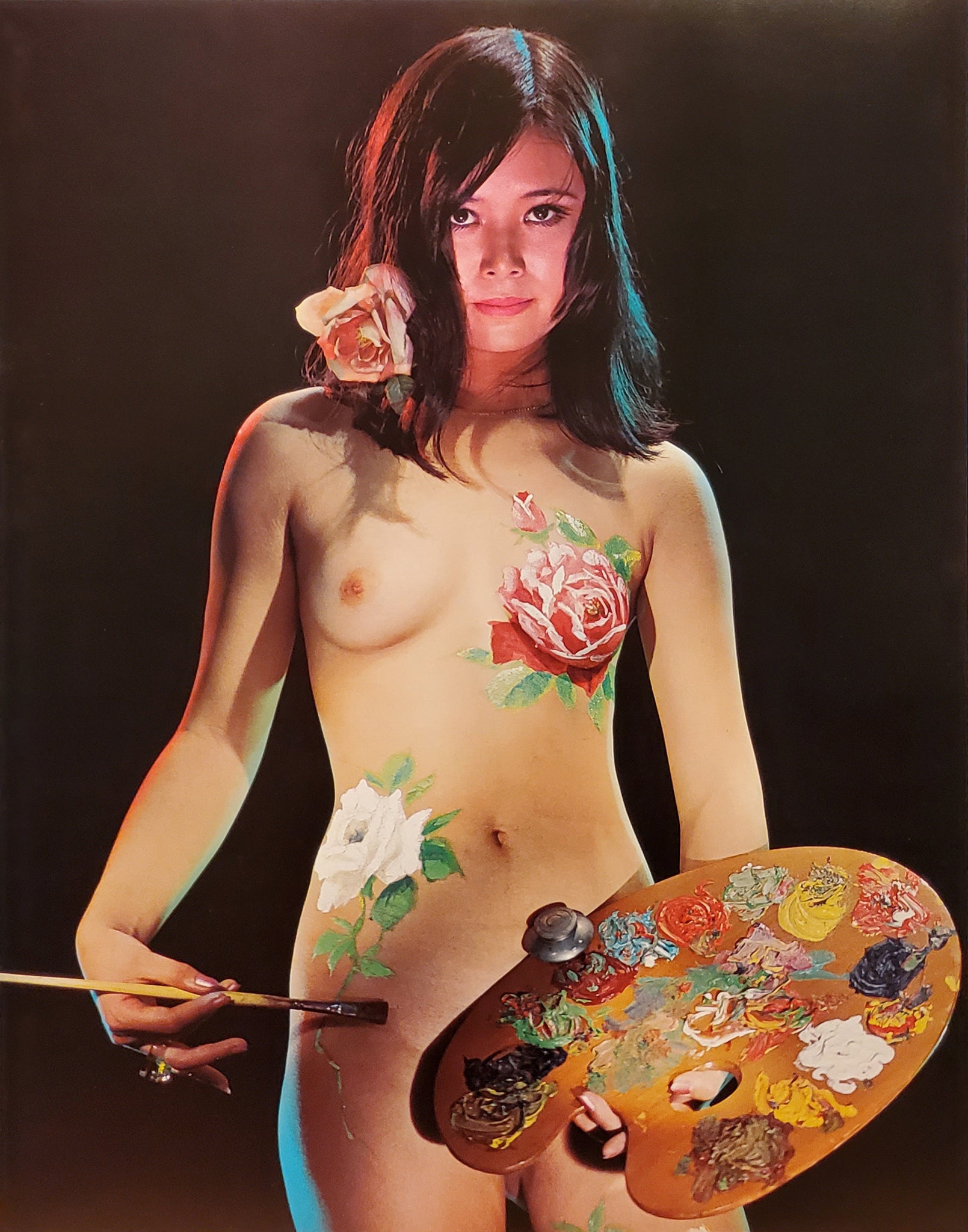 Susumu Matsushima Vintage Nude Japanese Female Painted Breast - 17"x22" Art Print