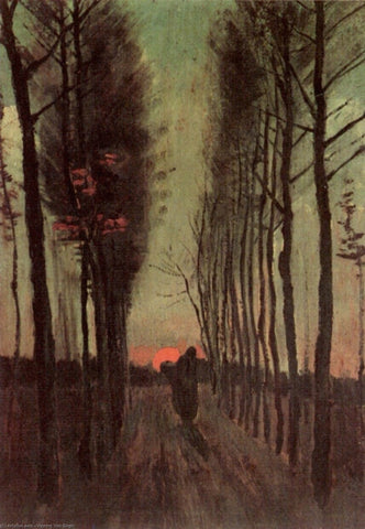 Vincent van Gogh - Avenue of Poplars at Sunset (1884) - 17" x 22" Fine Art Print