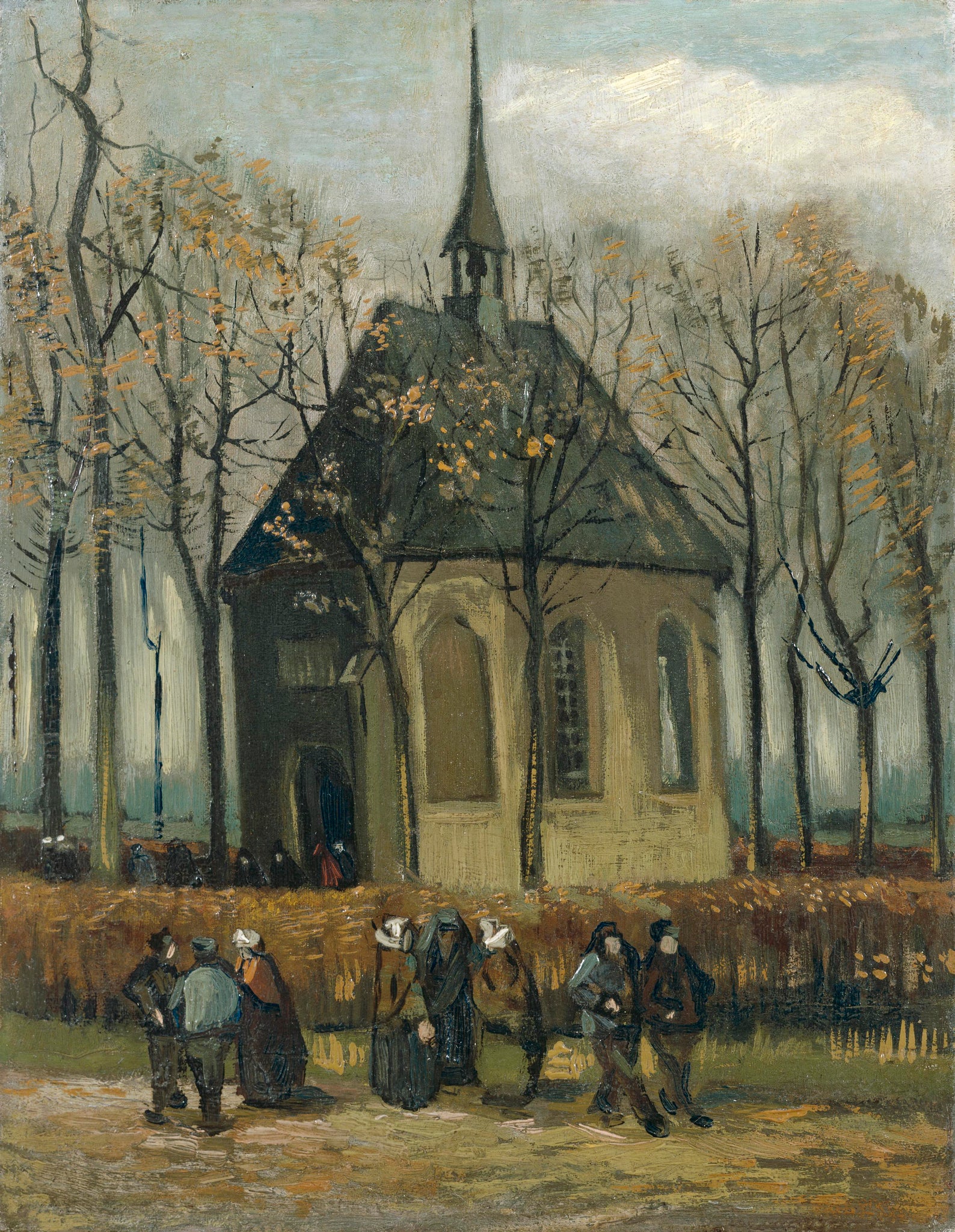 Vincent van Gogh - Congregation Leaving Church Nuenen 1884 - 17" x 22" Art Print