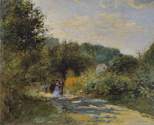 Pierre Auguste Renoir - A road in Louveciennes (1870) Signed - 17"x22" Art Print