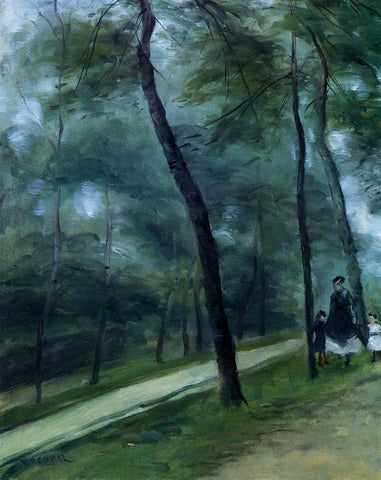 Auguste Renoir - A Walk in the Woods Madame Lecoeur & Her Children 1870 - 17" x 22"