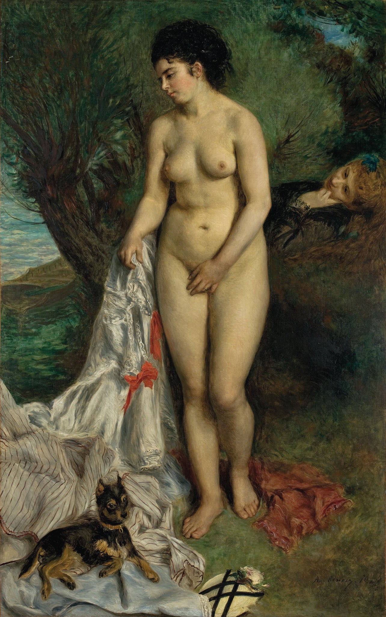 Pierre Auguste Renoir - Lise on the Bank of the Seine Nude (1870) Signed - 17" x 22" Print