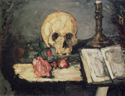 Paul Cézanne - Still Life with Skull Candle and Book (1866) - 17" x 22" Art Print