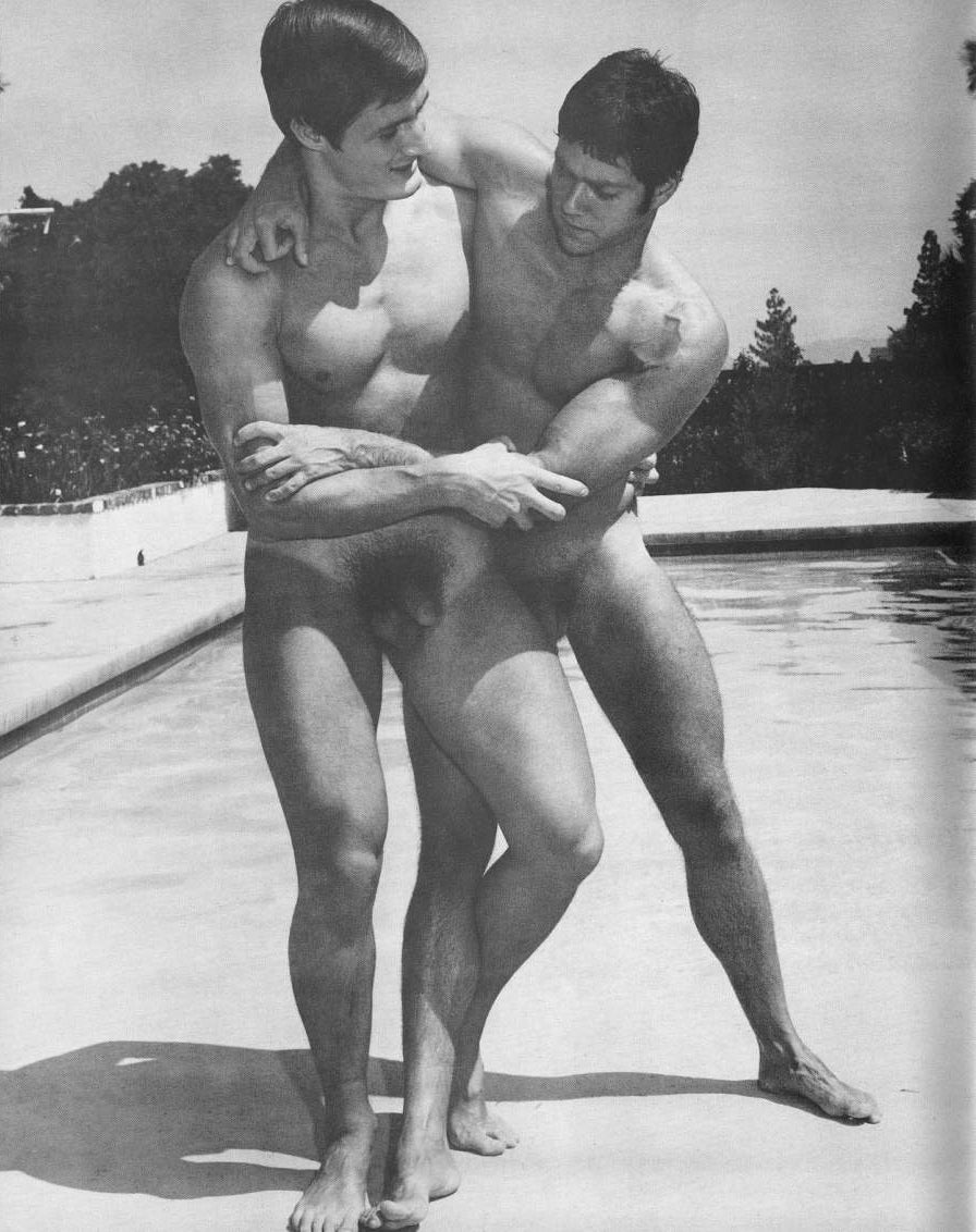 Bruce of Los Angeles Two Nude Males Drew Burton & Paul Strand Wrestling by Pool Homoerotic Vintage Gay Interest - 17" x 22" Fine Art Print - 2237