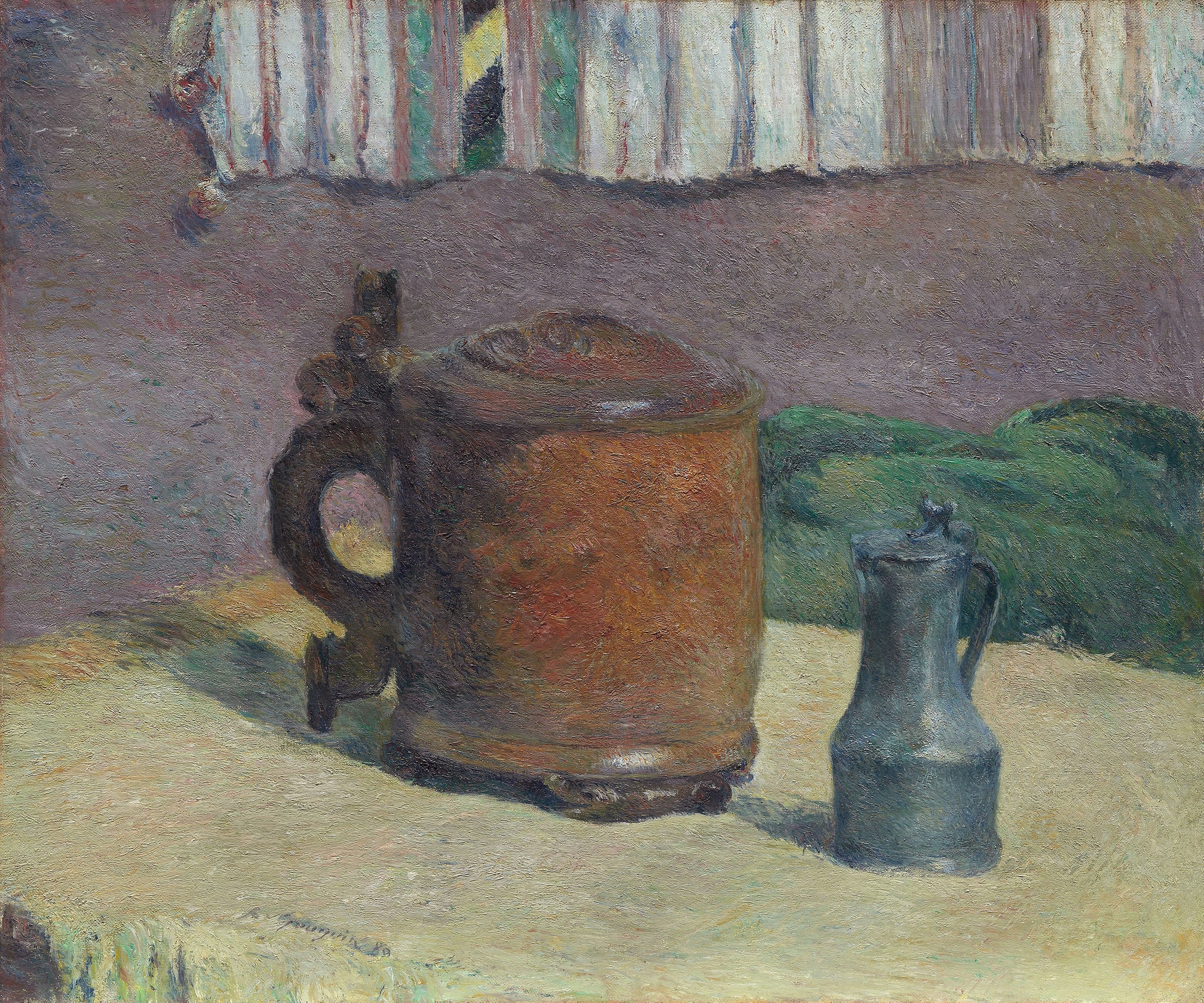 Paul Gauguin - Wood Tankard and Metal Pitcher (1880) Signed - 17" x 22" Art Print