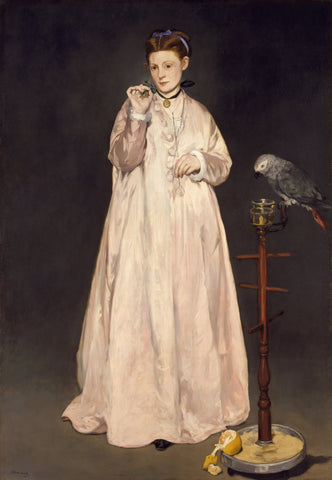 Edouard Manet - Young Lady with Parrot (1866) Signed - 17" x 22" Fine Art Print