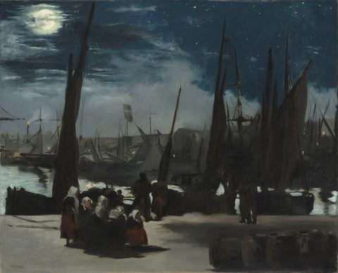 Edouard Manet - Clair de Lune sur la Port de Boulogne (1869) Signed - 17"x22" Print