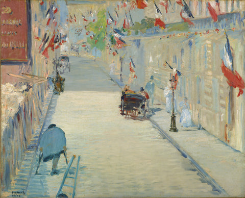 Edouard Manet - The Rue Mosnier with Flags (1878) Signed - 17" x 22" Art Print