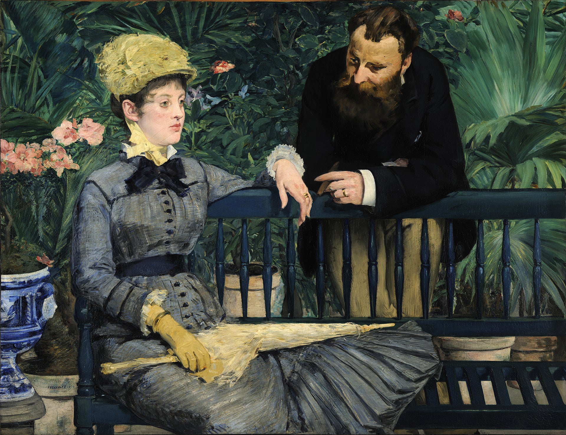 Edouard Manet - In the Conservatory (1879) Signed - 17" x 22" Fine Art Print