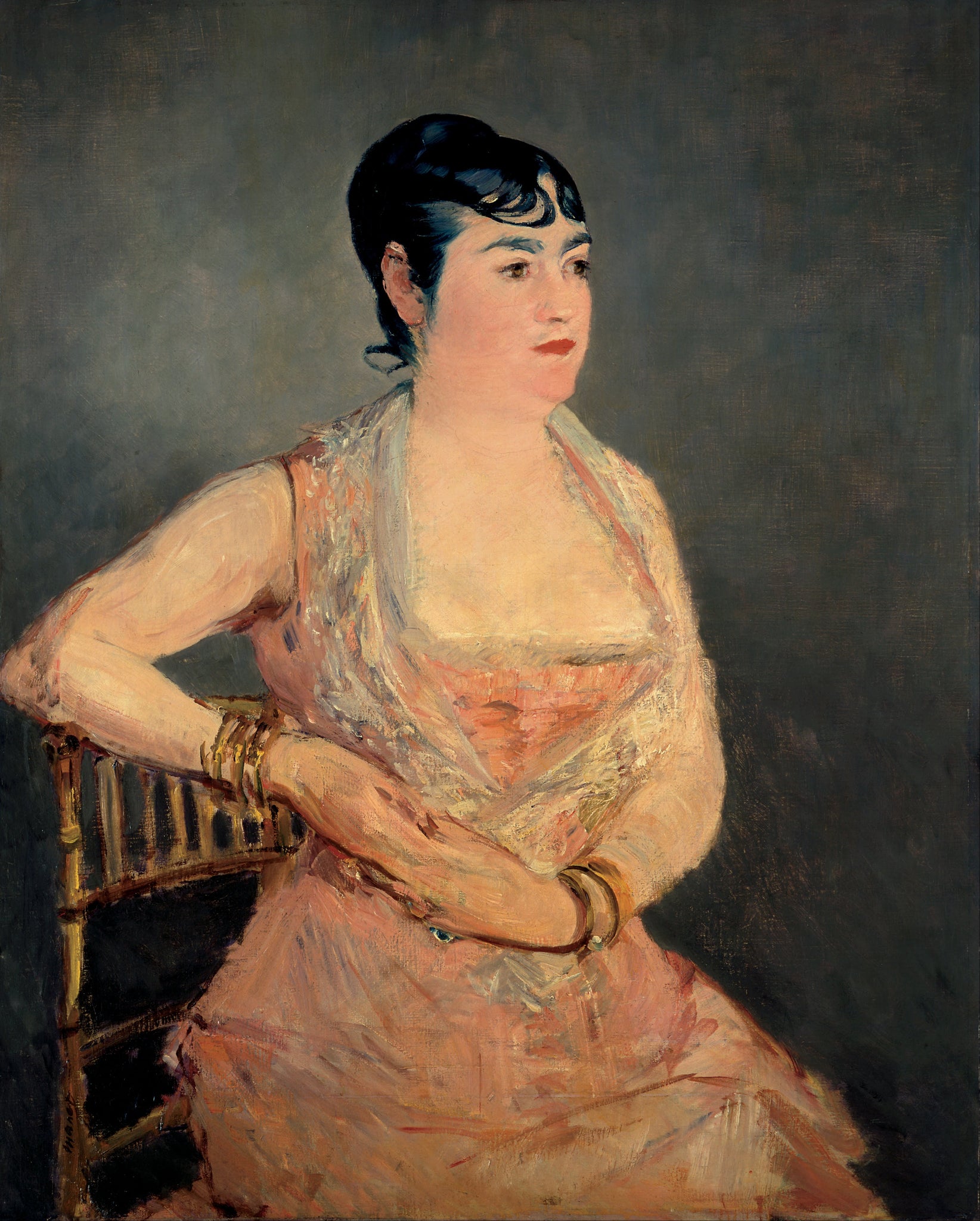 Edouard Manet - Jeanne Martin in Pink Dress (1881) Signed - 17"x22" Fine Art Print