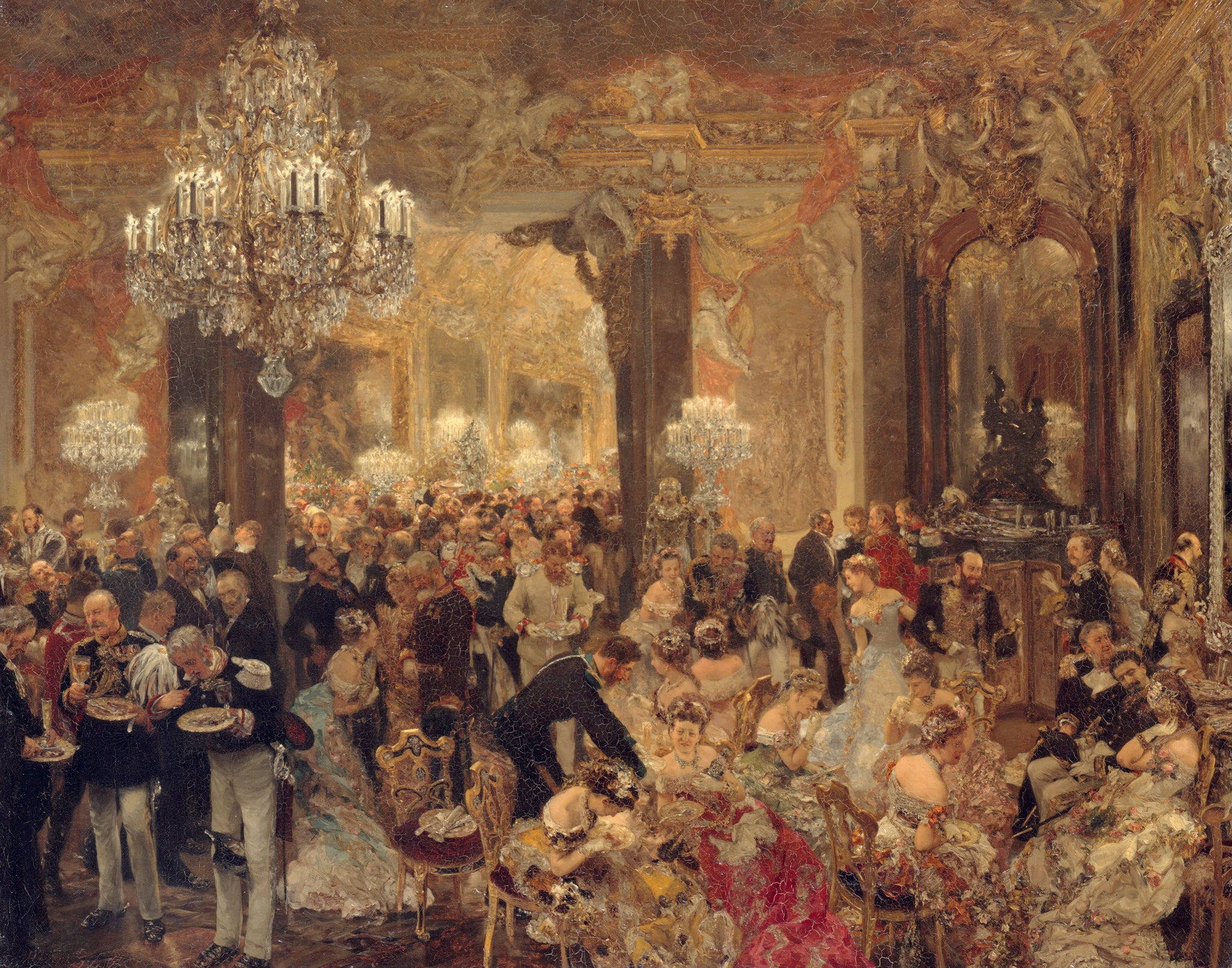 Adolph von Menzel - The Dinner at the Ball (1878) - 17" x 22" Fine Art Print