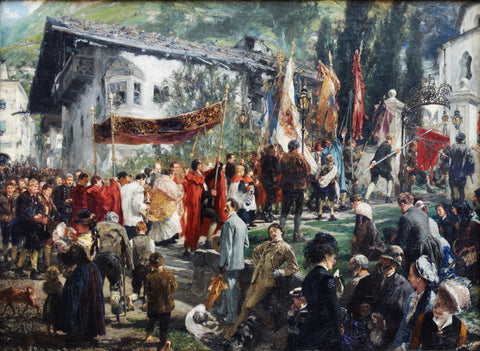 Adolph von Menzel - Fronleichnamsprozession in Hofgastein (1880) - 17" x 22" Fine Art Print