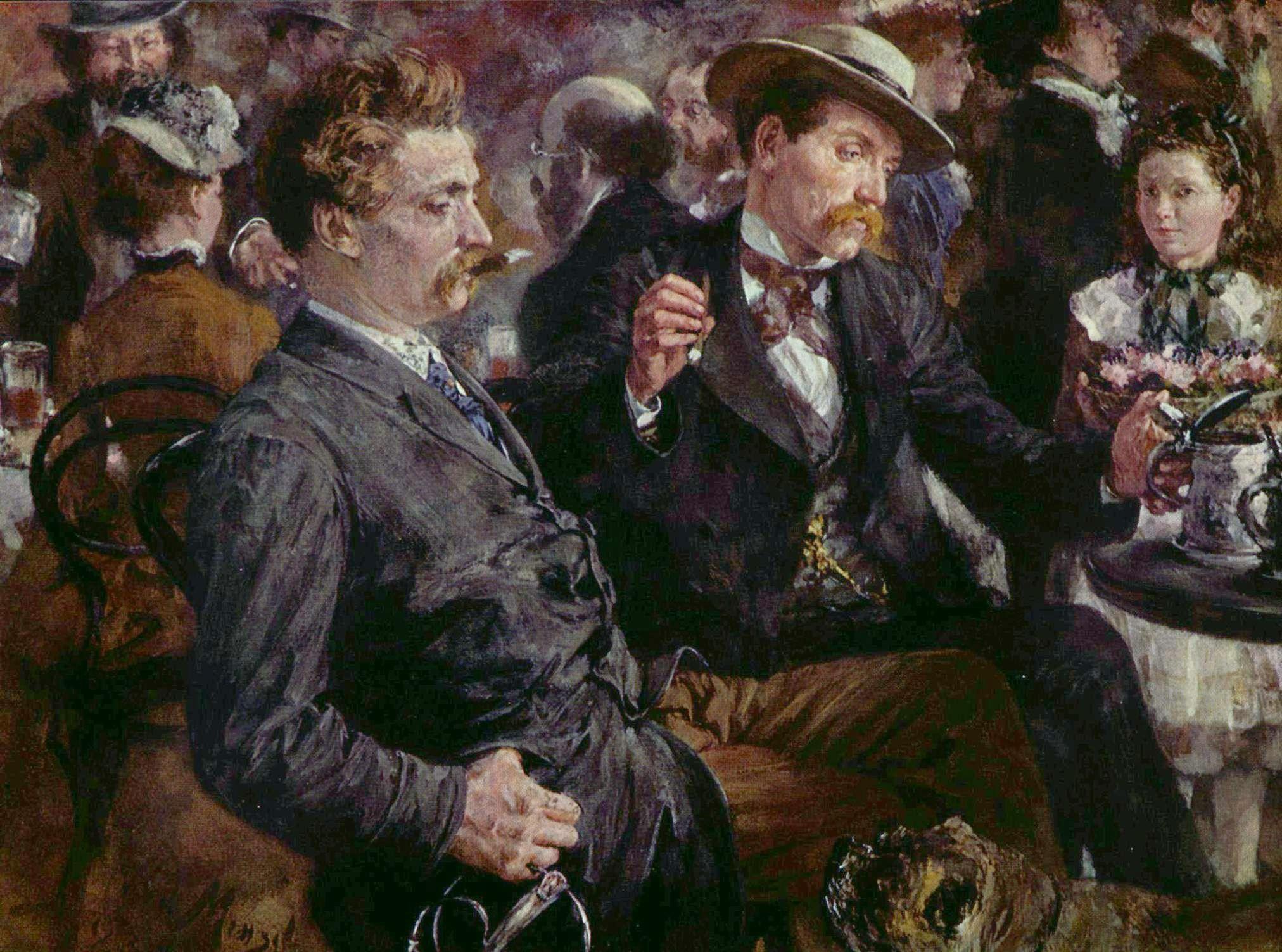 Adolph von Menzel - At the Beer Garden (1883) Signed - 17" x 22" Fine Art Print