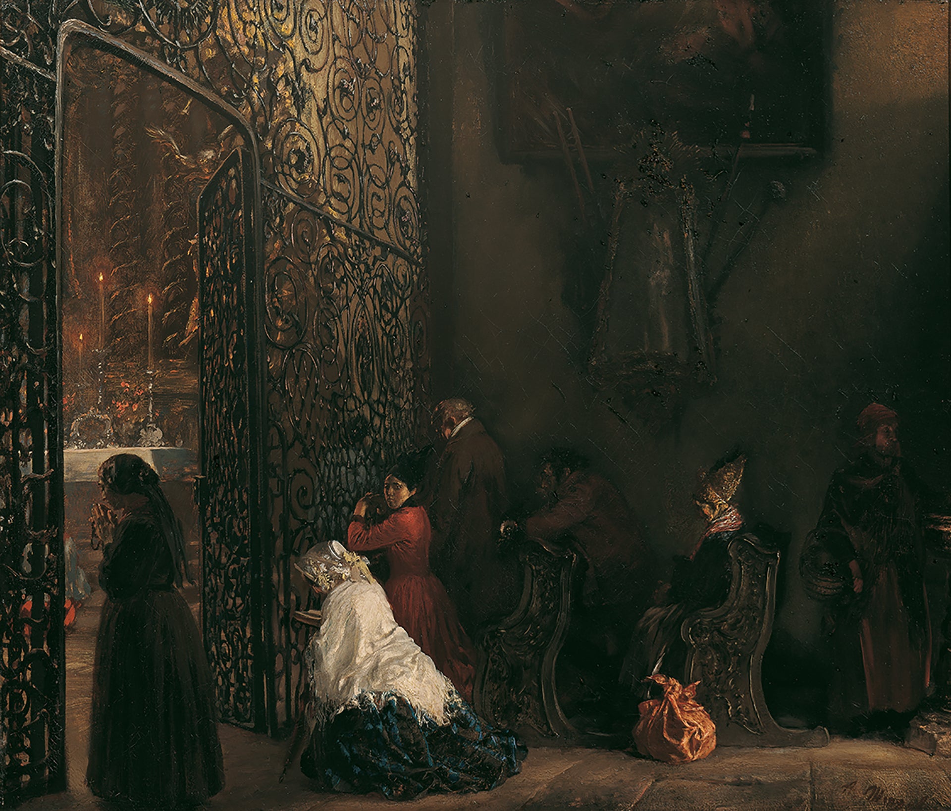 Adolph von Menzel - Frühmesse circa (1852) Signed - 17" x 22" Fine Art Print