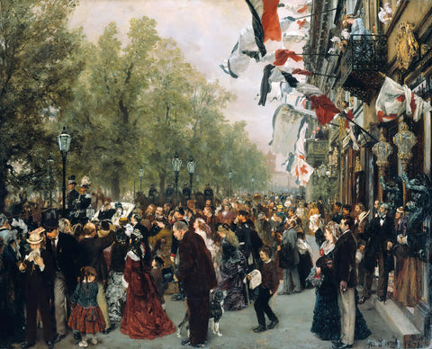 Adolph von Menzel - Departure to the Army of King William I. 31 July 1870 Signed (1871) - 17"x22" Fine Art Print