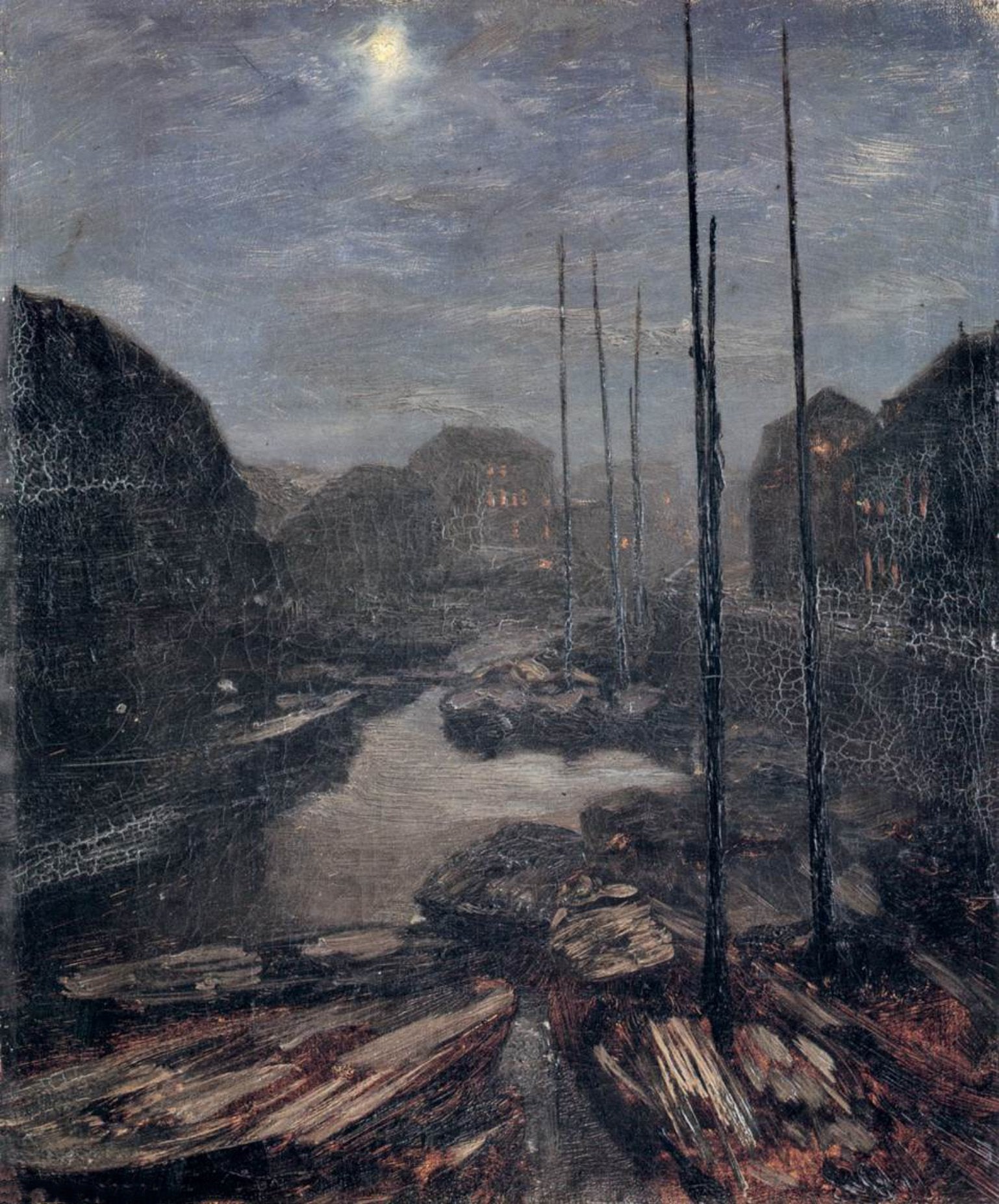 Adolph von Menzel - Friedrichsgracht by Moonlight (1847) - 17" x 22" Art Print