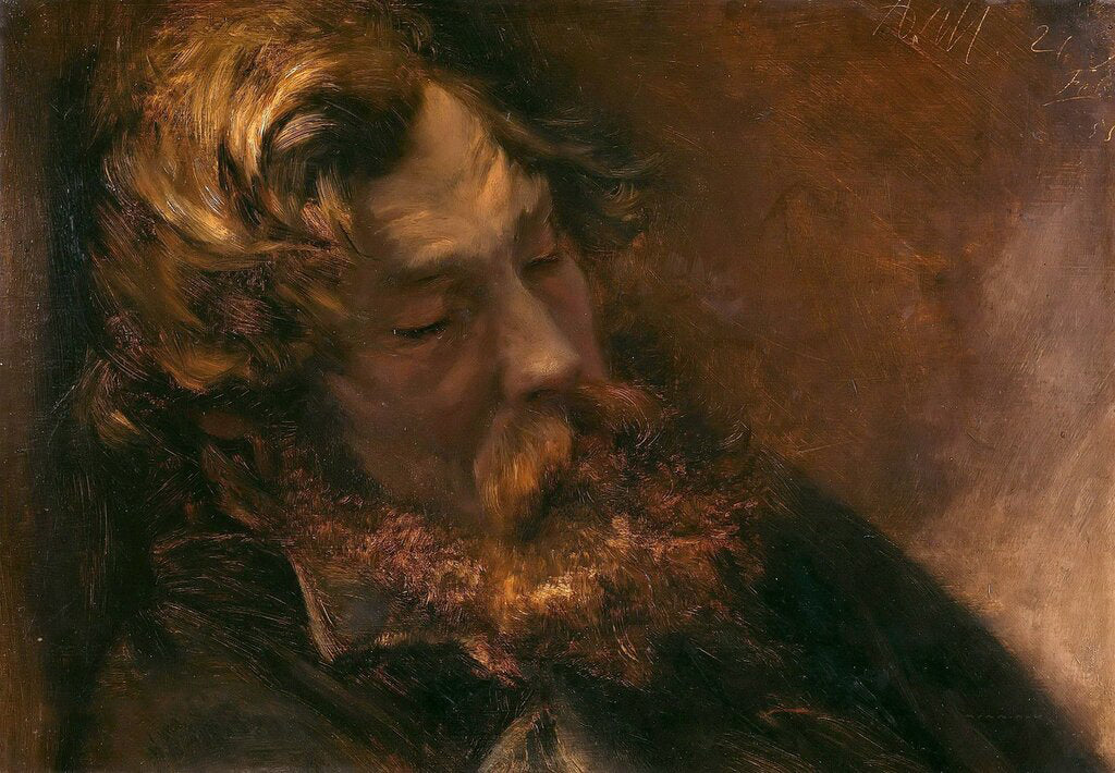 Adolph von Menzel - The Sleeping Man, (1855) Signed - 17" x 22" Fine Art Print