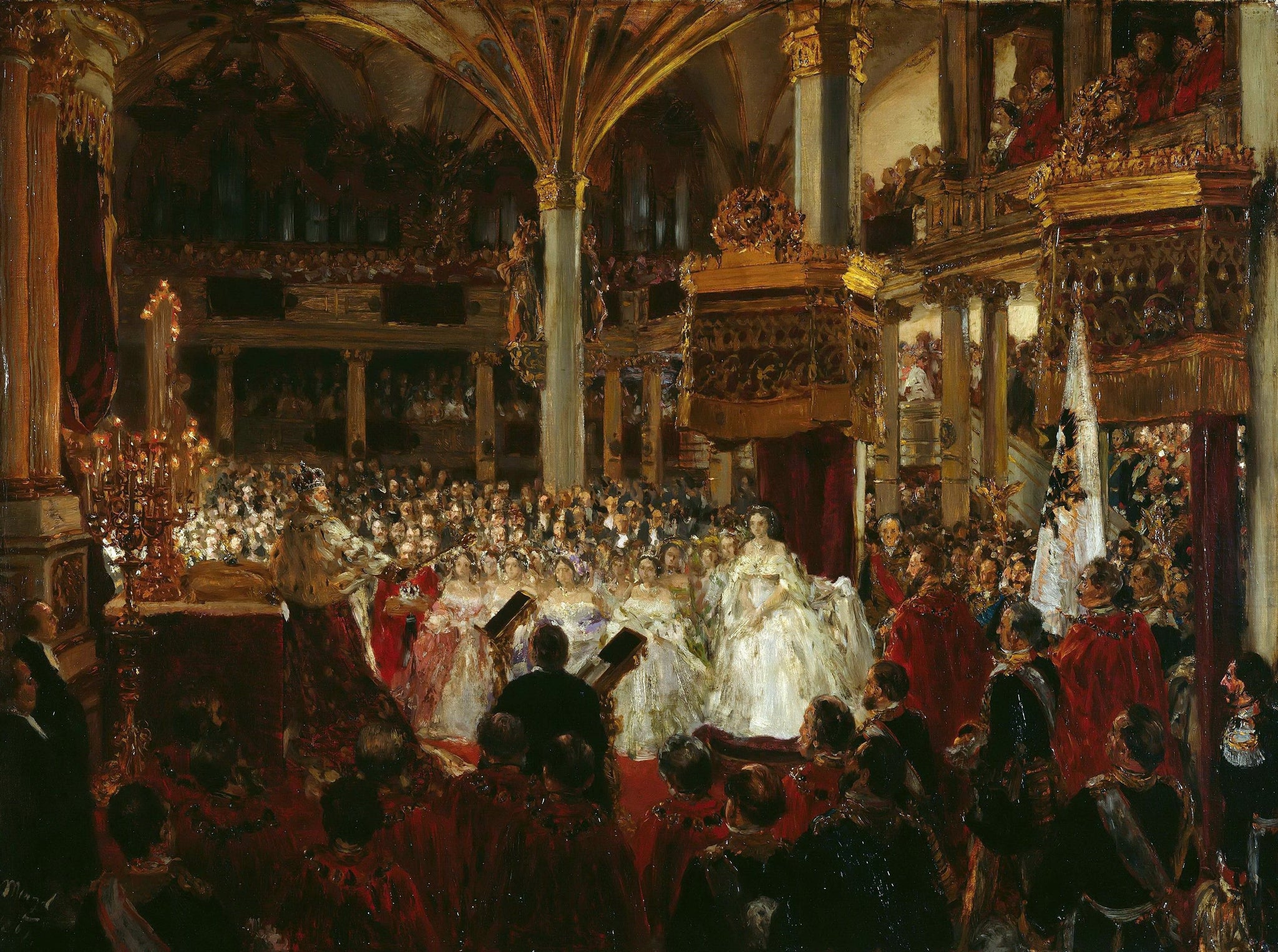 Adolph von Menzel - Coronation of William I at Königsberg (1861) Signed - 17"x22" Fine Art Print