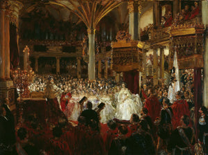 Adolph von Menzel - Coronation of William I at Königsberg (1861) Signed - 17"x22" Fine Art Print