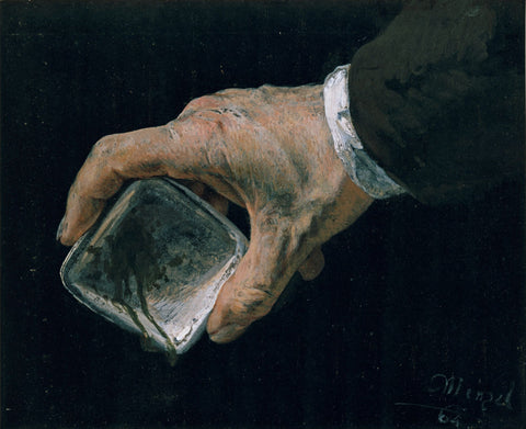 Adolph von Menzel - Hand Holding a Paint Dish (1864) Signed - 17" x 22" Art Print