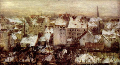 Adolph von Menzel - Berlin Back Houses in the Snow (1847) - 17"x22" Fine Art Print